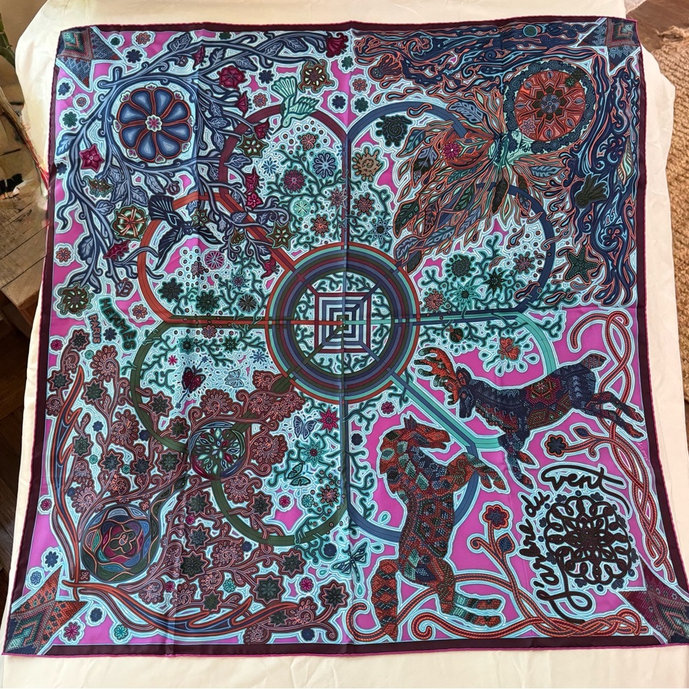 Hermes L’Arbre du Vent Silk Scarf NEW! 90